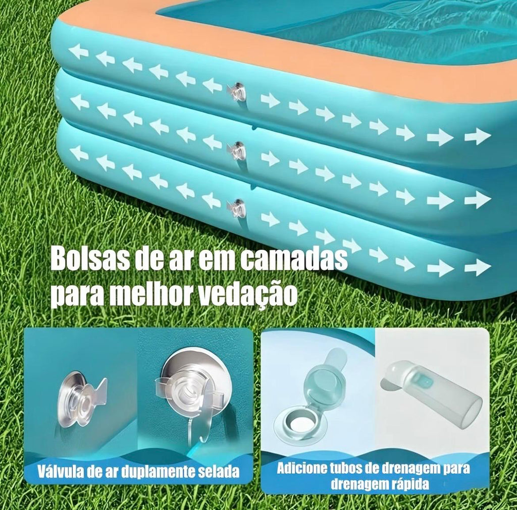 Mega oferta!🔥 Piscina de ar rápido dobrável reforçada em material PVC de grande capacidade + (Bomba de brinde)