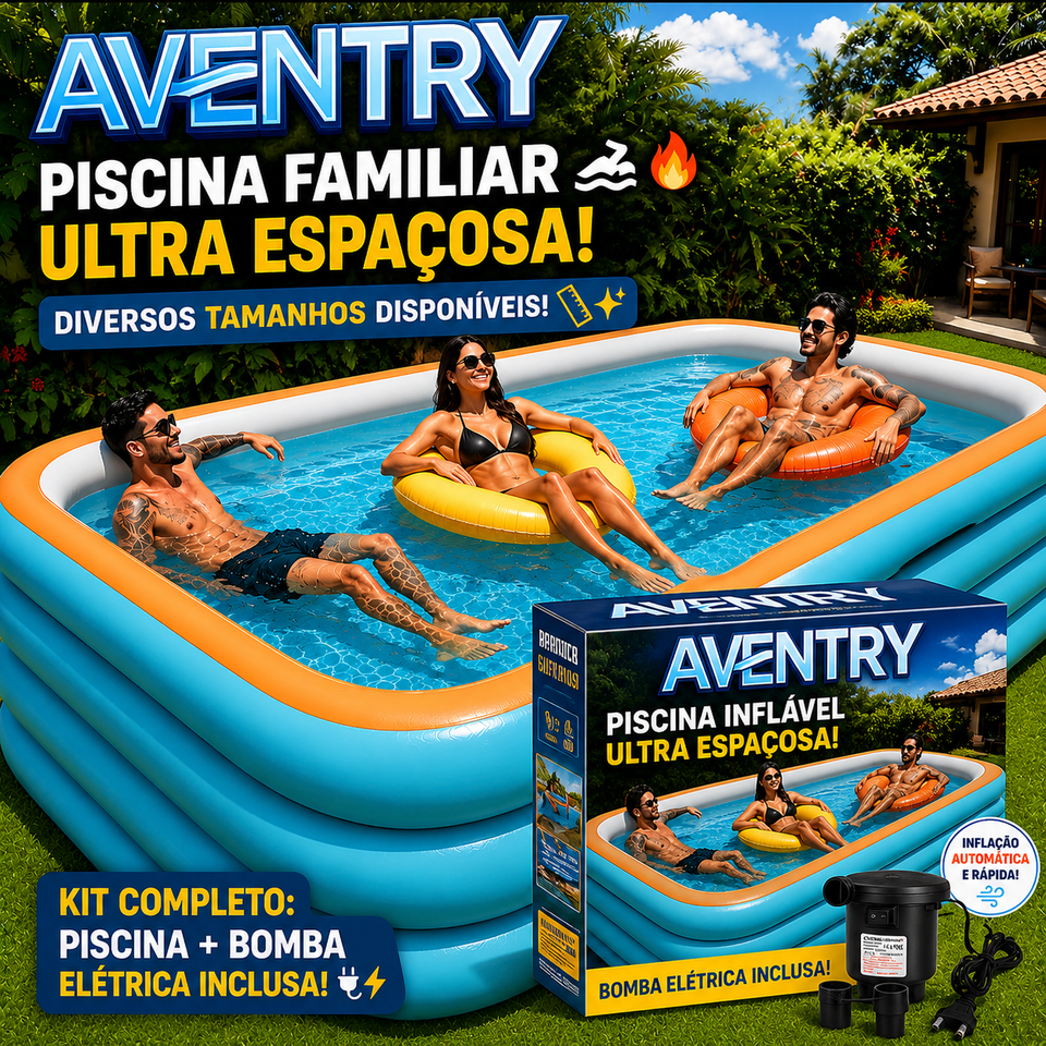 Mega oferta! Piscina de ar rápido dobrável reforçada em material PVC de grande capacidade + (Bomba de brinde)