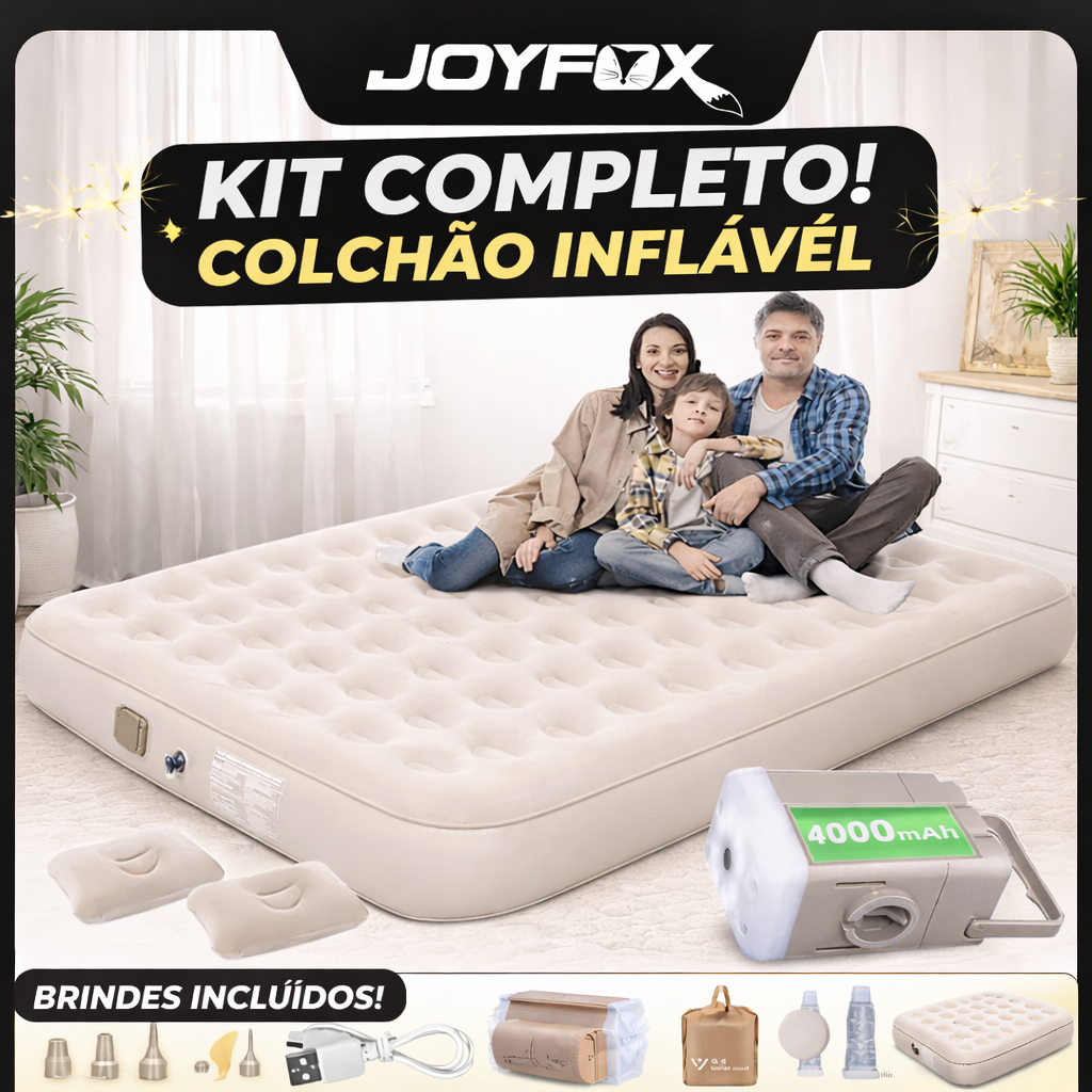 🔥 OFERTA DE FÁBRICA! Colchão Inflável Queen Casal Cama De Campanha Bomba Inflável Com Bateria De Lítio Integrada JOYFOX - Oferta limitada!🔥