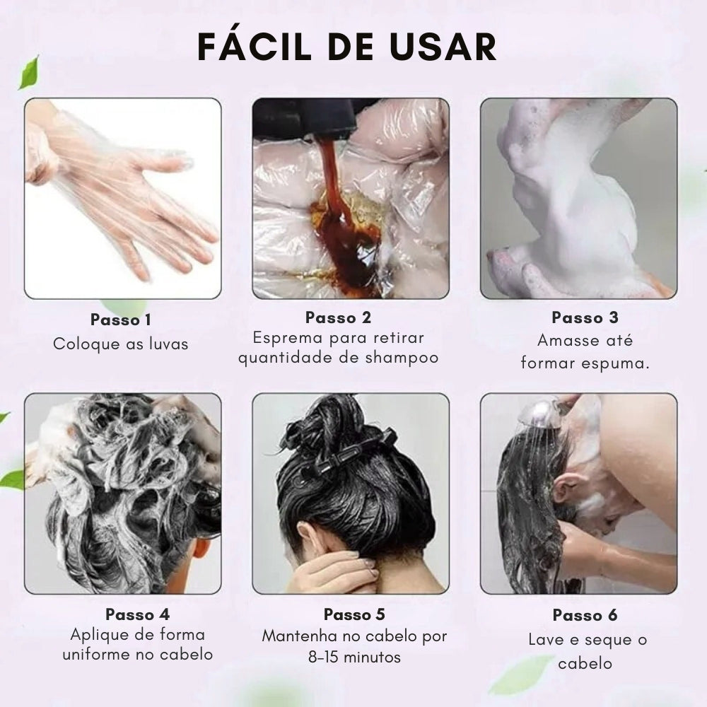 (COMPRE 1 E LEVE 2) Shampoo Brimless Natural 3 em 1 - Cabelos Pretos Intensos em Apenas 5 Minutos