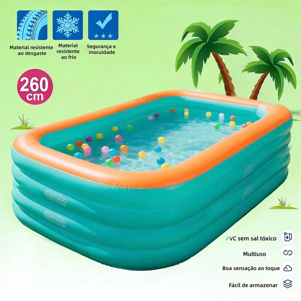 Mega oferta!🔥 Piscina de ar rápido dobrável reforçada em material PVC de grande capacidade + (Bomba de brinde)