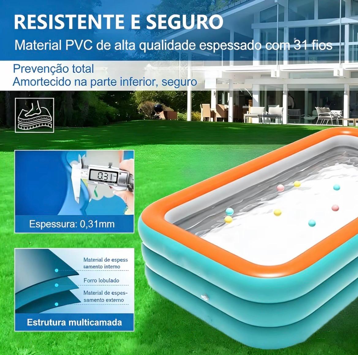 Mega oferta!🔥 Piscina de ar rápido dobrável reforçada em material PVC de grande capacidade + (Bomba de brinde)