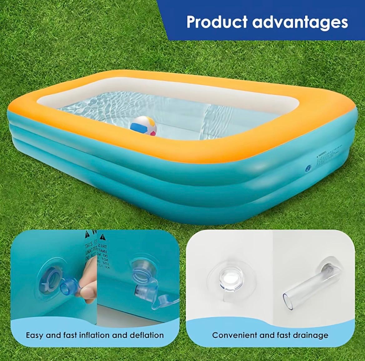 Mega oferta!🔥 Piscina de ar rápido dobrável reforçada em material PVC de grande capacidade + (Bomba de brinde)