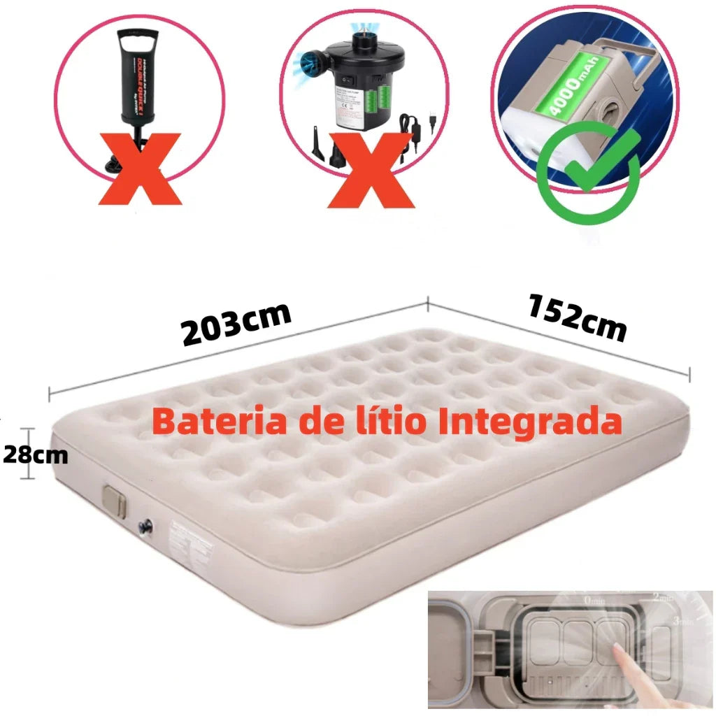 🔥 OFERTA DE FÁBRICA! Colchão Inflável Queen Casal Cama De Campanha Bomba Inflável Com Bateria De Lítio Integrada JOYFOX - Oferta limitada!🔥