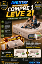 🔥 COMPRE 1, LEVE 2 🔥 Colchão Inflável Casal com Bomba Elétrica Recarregável + Travesseiro de Brinde 🎁